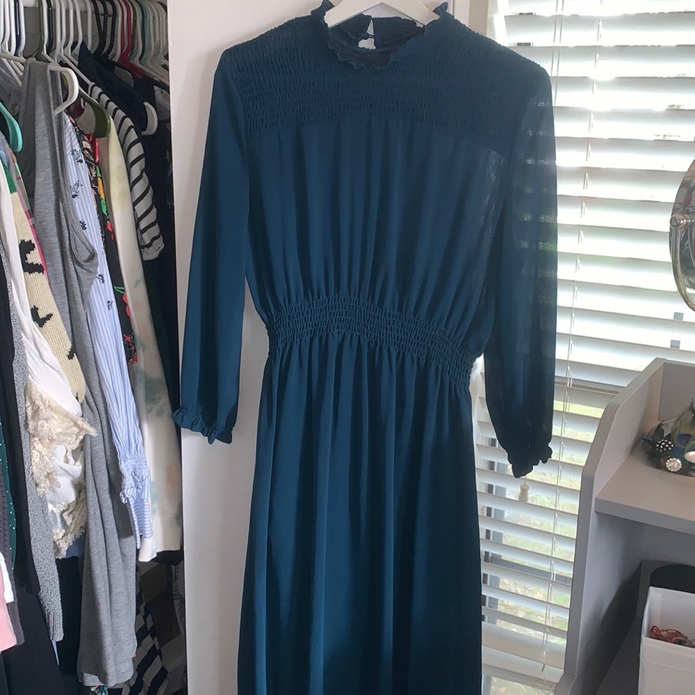 Shein Teal Midi Ruffle Dress
